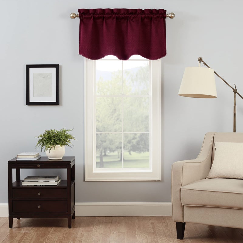 Eclipse Canova Blackout Thermaback Window Valance Curtains for Kitchen or Bathroom 42 x 21 Burgundy