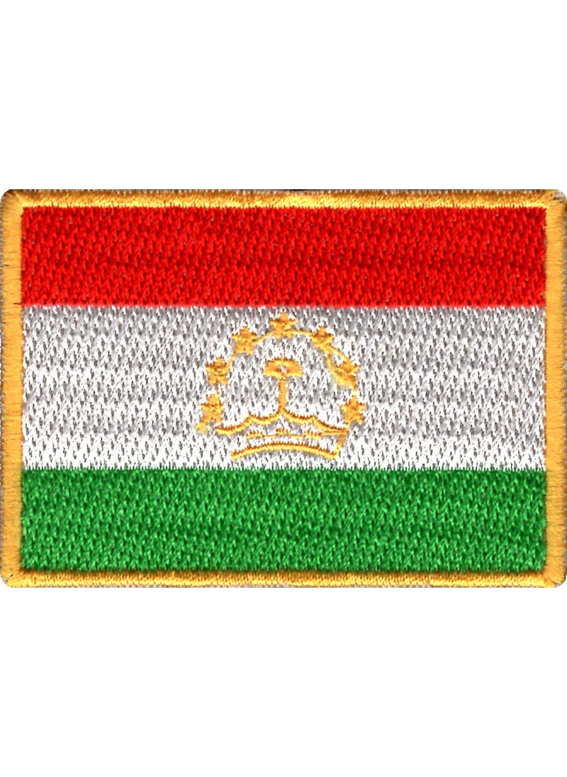 Artist Unknown - Tajikistan Flag Applique Embroidered Sweing Patch Suitable for Jackets, Bags, T-Shirts, Jeans, Pants, Outdoor Clothing ; Size: 7cm x 5cm ; Imported from Malaysia (1 Piece). - Image 1