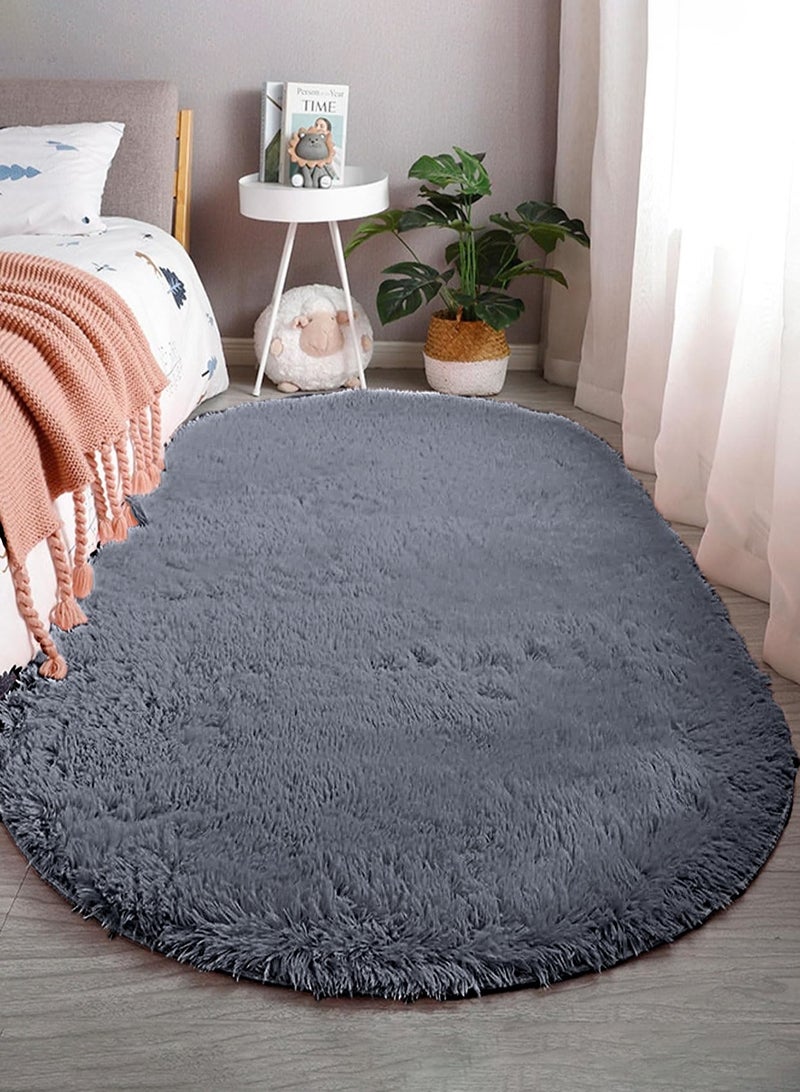 LOOPITYS Super soft and fluffy living room long carpet, large anti slip carpet, bedroom, entrance door, luxurious living room carpet (long gray, 60 x 150cm)  - Image 1