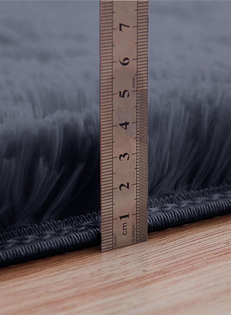 LOOPITYS Super soft and fluffy living room long carpet, large anti slip carpet, bedroom, entrance door, luxurious living room carpet (long gray, 60 x 150cm)  - Image 3