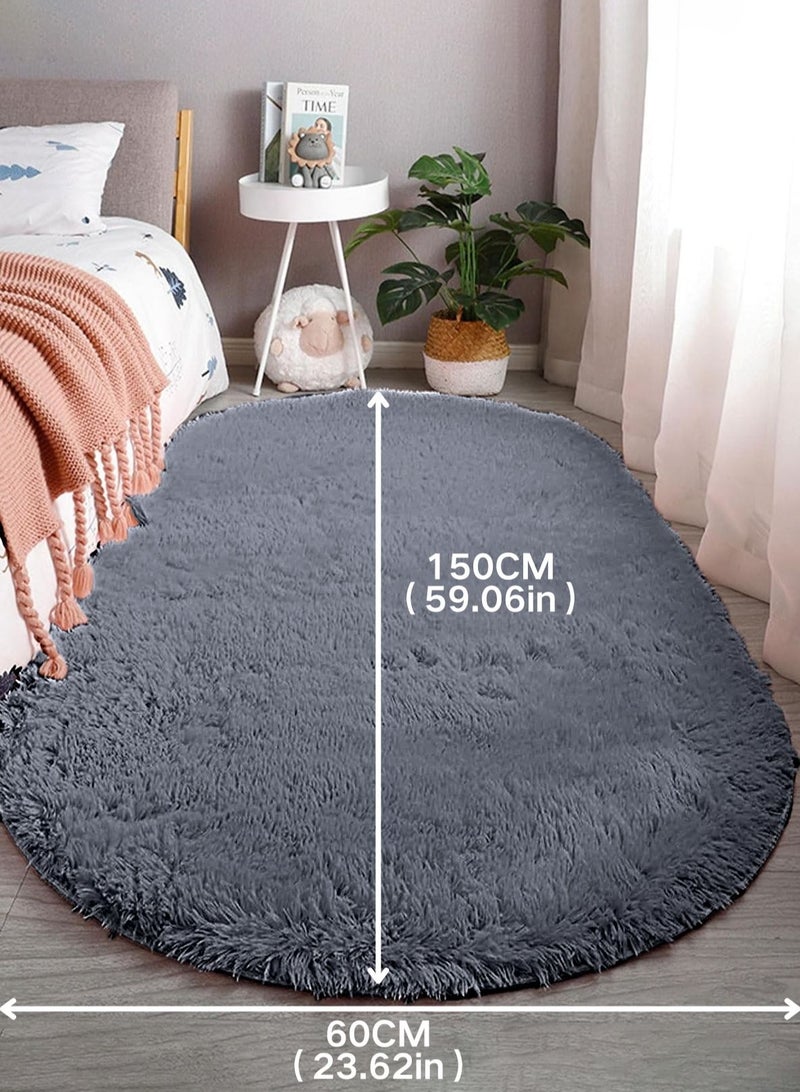 LOOPITYS Super soft and fluffy living room long carpet, large anti slip carpet, bedroom, entrance door, luxurious living room carpet (long gray, 60 x 150cm)  - Image 4
