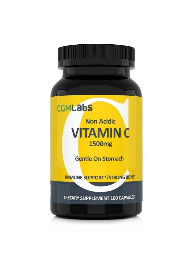 CGMLABS Non Acidic Vitamin C Dietary Supplement 1500mg with Calcium. Gentle on Stomach, Immune/Bone Support- 100 Caps by CGM Labs - Image 1