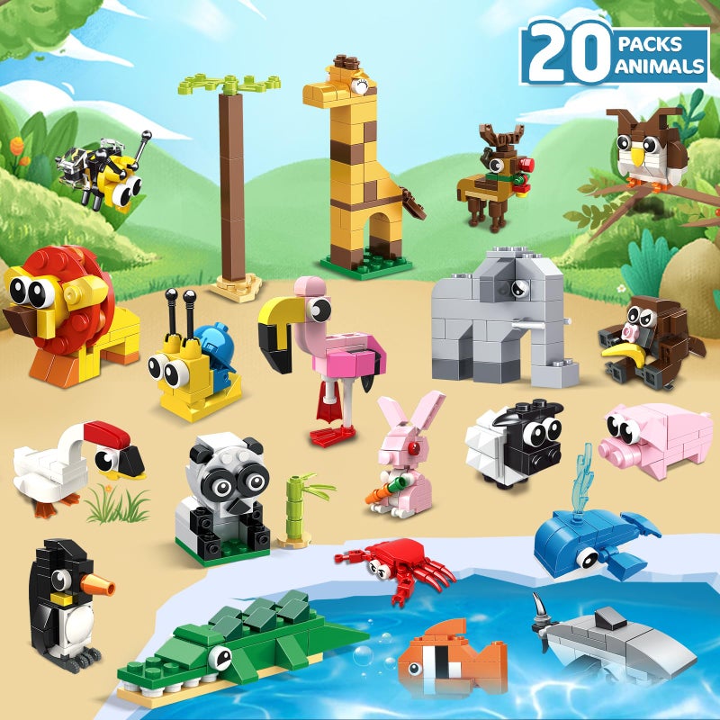 HOGOKIDS Party Favors for Kids - 20 Pack Animals Building Blocks Toy for Easter Gifts Goodie Bags Stocking Stuffer Classroom Prizes Building Set, Valentines Day Birthday Gift for Boys Girls Ages 6-12+ - Image 3