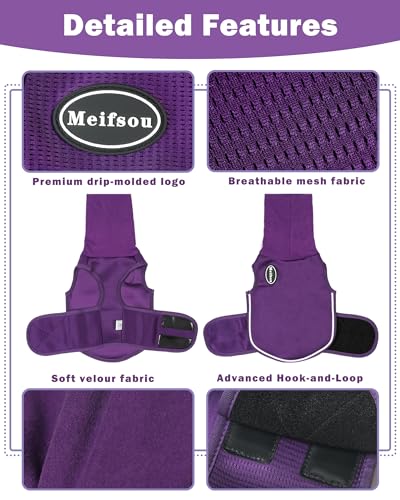 Meifsou Dog Anxiety Vest with Hood, Skin-Friendly Thunder Jacket for Dogs, All-in-One Dog Calming Shirt with Hood for Thunder, Fireworks, Separation - Keep Pet Calm Without Medicine, Purple, XS - Image 3