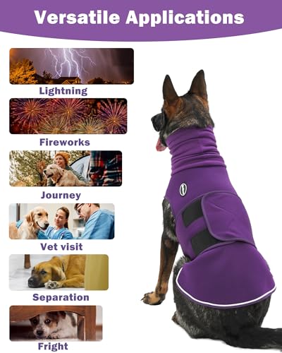Meifsou Dog Anxiety Vest with Hood, Skin-Friendly Thunder Jacket for Dogs, All-in-One Dog Calming Shirt with Hood for Thunder, Fireworks, Separation - Keep Pet Calm Without Medicine, Purple, XS - Image 4