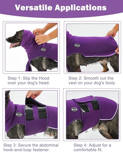Meifsou Dog Anxiety Vest with Hood, Skin-Friendly Thunder Jacket for Dogs, All-in-One Dog Calming Shirt with Hood for Thunder, Fireworks, Separation - Keep Pet Calm Without Medicine, Purple, XS - Image 5
