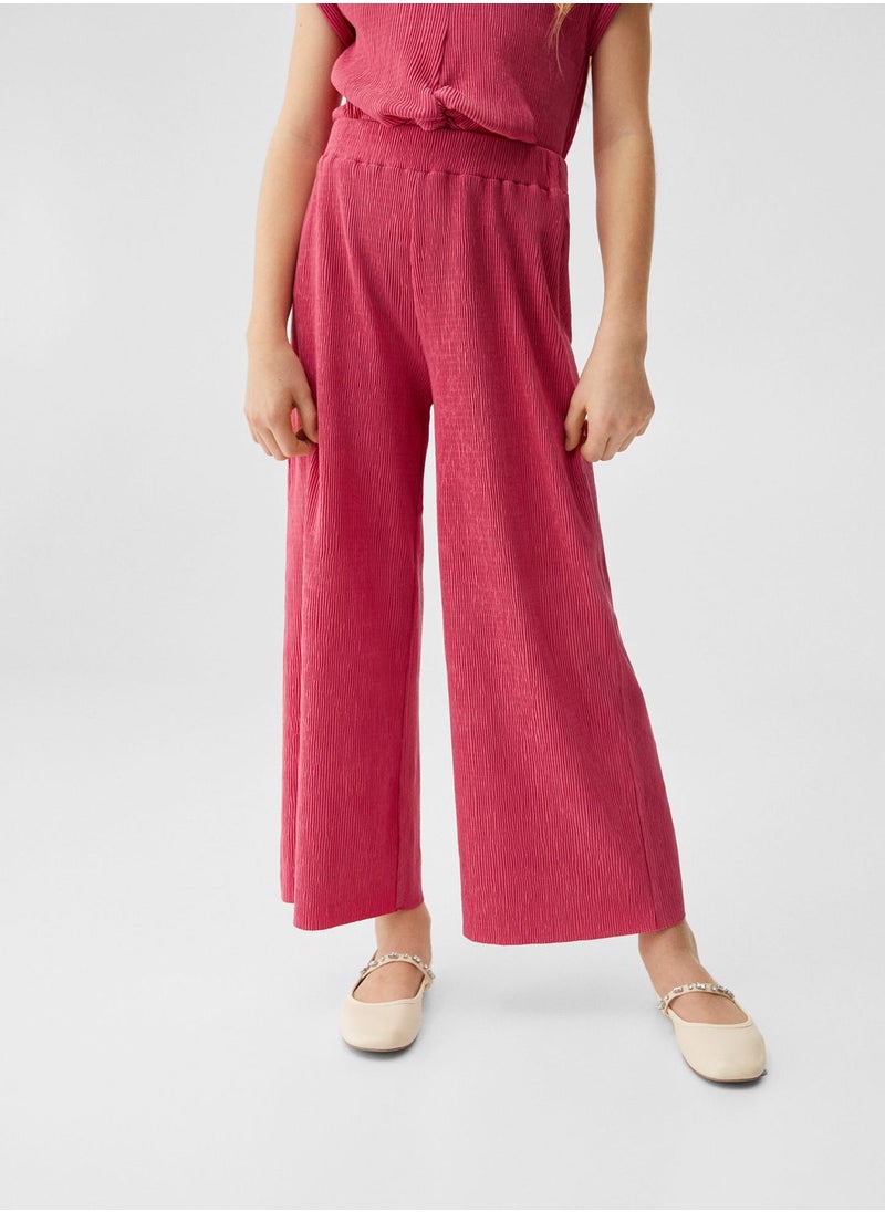 MANGO - Kids Textured Culotte Trousers - Image 1
