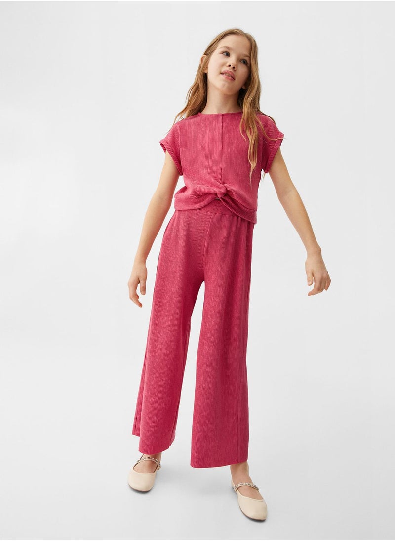 MANGO - Kids Textured Culotte Trousers - Image 1