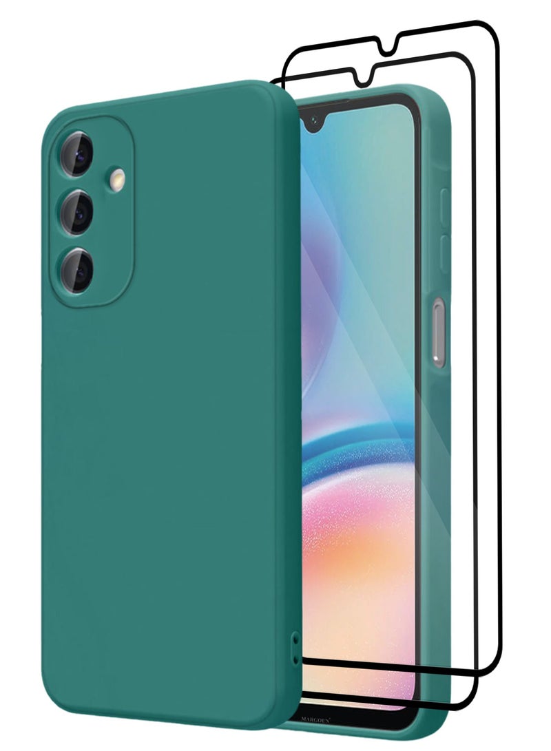 CATANES 3Packs Liquid Silicone Case for Samsung Galaxy A05s Protective Phone Case with Soft Anti-Scratch Microfiber Lining Utra Slim Drop Protection Phone Cover with Two 3D Screen Protectors - Green - Image 1