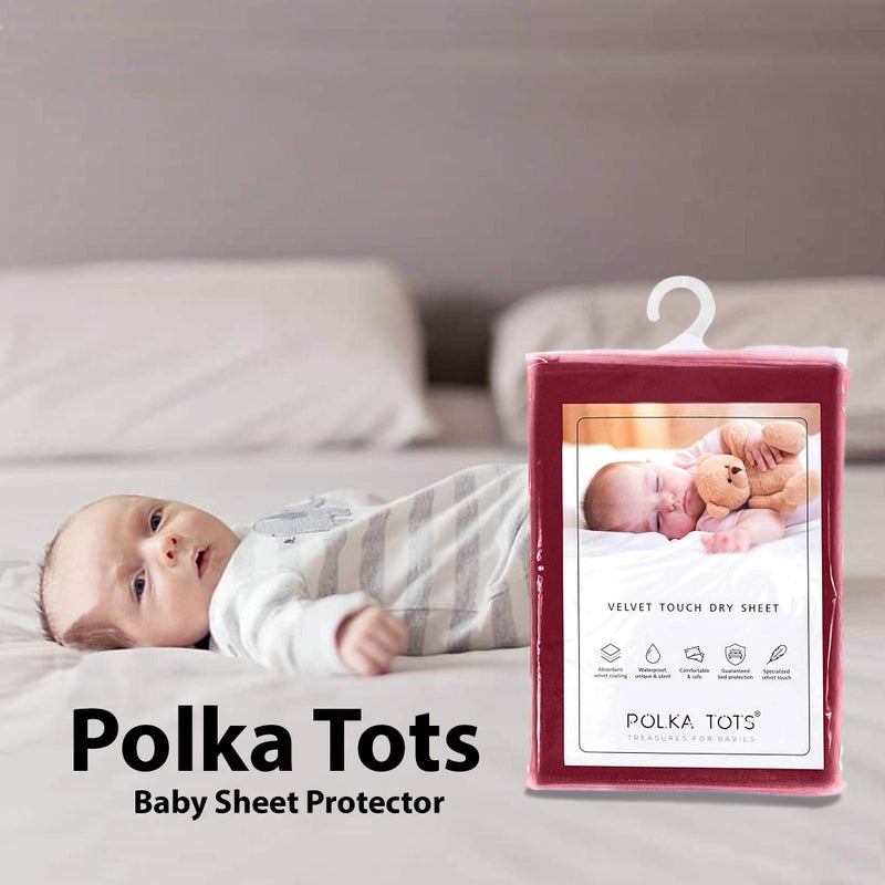 POLKA TOTS Waterproof & Reusable Baby Bed Protector Absorbent Mat Dry Sheet for New Born Infants (Maroon, 100 X 140 CM, Large) - Image 2
