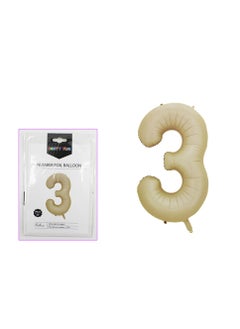 PARTY FUN 32 Inch Foil Number Balloon Elegant Oat Colored No. 3, Perfect for Birthday, Anniversary, and Special Occasions  - Image 2
