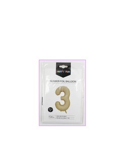 PARTY FUN 32 Inch Foil Number Balloon Elegant Oat Colored No. 3, Perfect for Birthday, Anniversary, and Special Occasions  - Image 3