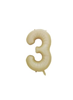 PARTY FUN 32 Inch Foil Number Balloon Elegant Oat Colored No. 3, Perfect for Birthday, Anniversary, and Special Occasions  - Image 1
