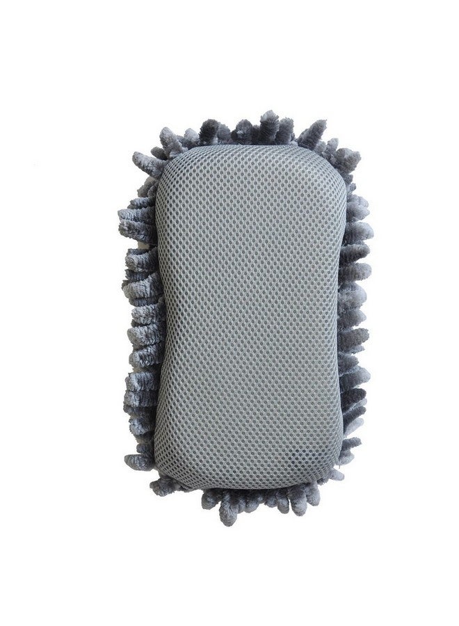 AUTOSMART 2 in 1 Thick Microfiber Chenille Wash Sponge Grey and Black 23 x 12 x 6 cm M022C - Image 2