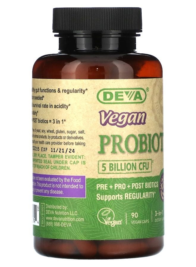 Deva 3-in-1 Vegan Probiotic 5 Billion CFU 90 Vegan Caps - Image 2