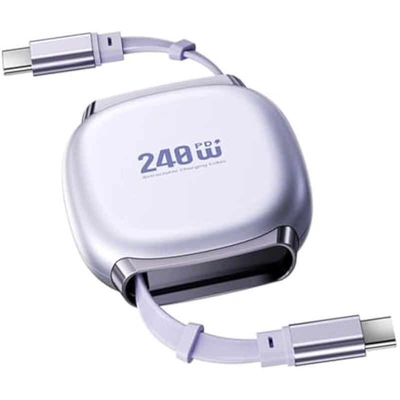 ANKOVO USB C Retractable Charging Cable, 4 Fixed Lengths USB 2.0 Type C to C PD 240W Fast Charging 480Mbps Data Transfer Extension Cable - Image 1