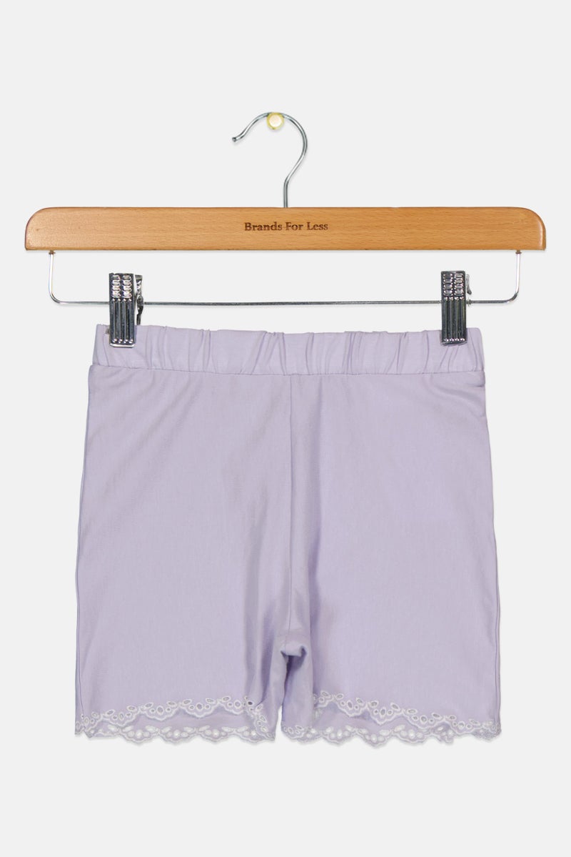 guppy Toddlers Girl Solid Basic Shorts, Lavender - Image 3