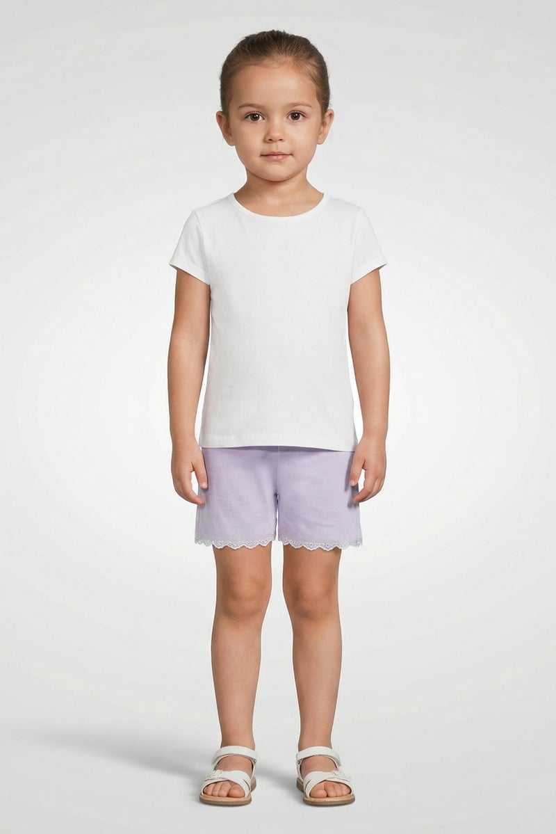 guppy Toddlers Girl Solid Basic Shorts, Lavender - Image 1