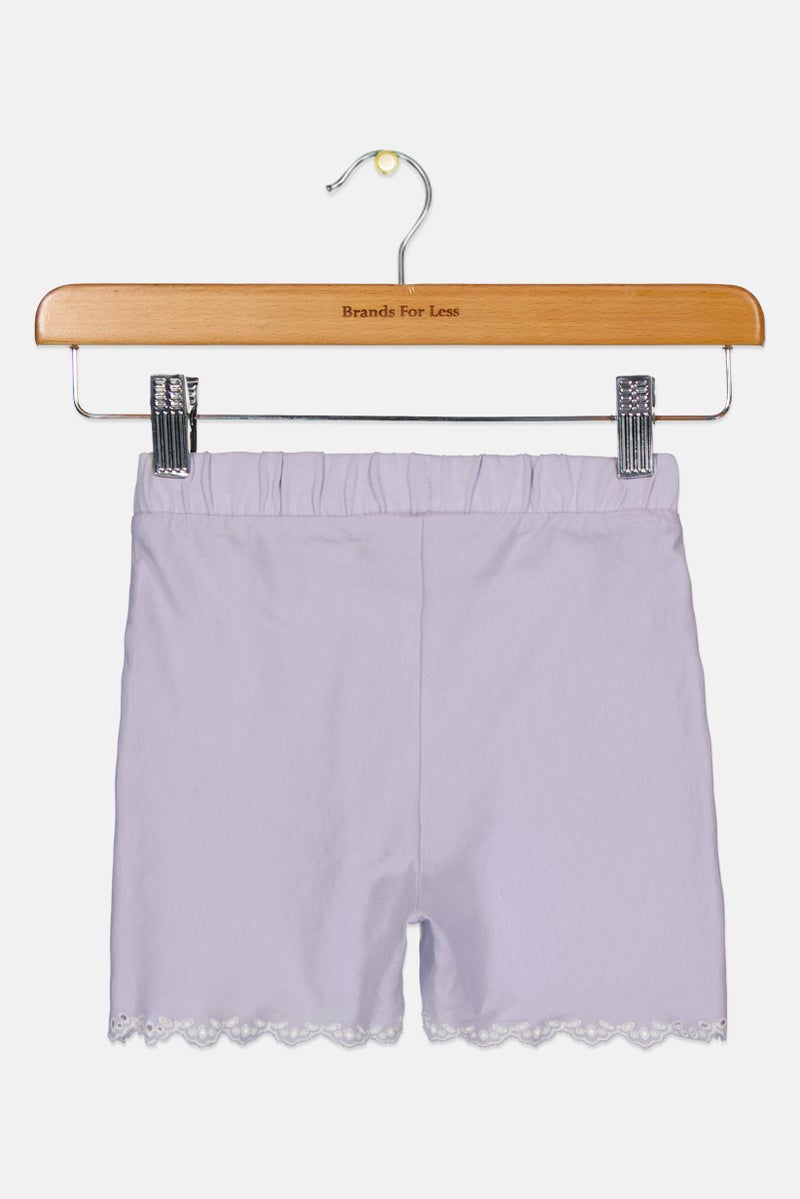 guppy Toddlers Girl Solid Basic Shorts, Lavender - Image 2