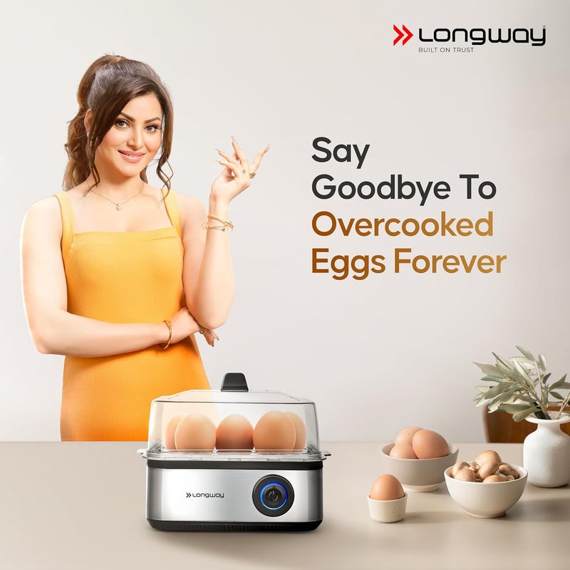 Longway LWEB04 500 Watt Stainless Steel Egg Boiler And Poacher2in1 Boils 8 Eggs Poach 4 Eggs Egg Cooke - Image 2