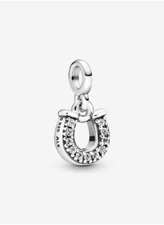 925 Sterling Silver Lucky Horseshoe Mini Dangle Charm for Pandora ME Women's Bracelet or Ring 798379CZ