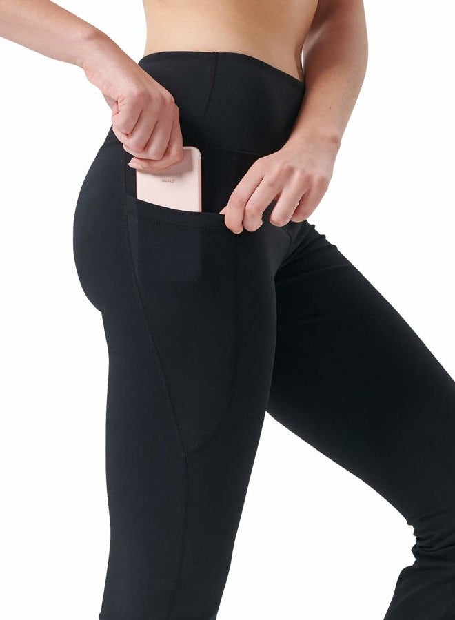 Zeronic Women's High Waist Bootcut Yoga Pants with Pockets Tummy Control Workout Running Pants Long Bootleg Flare Pants(Black,Large) - Image 5