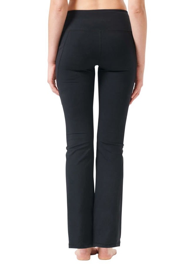 Zeronic Women's High Waist Bootcut Yoga Pants with Pockets Tummy Control Workout Running Pants Long Bootleg Flare Pants(Black,Large) - Image 4