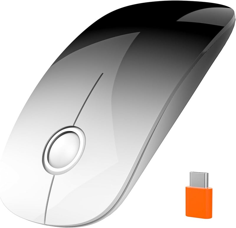 RAPIQUE USB C Wireless Mouse for USB-C Devices, White to Black Gradient Slim Mouse, Silent Click, 800/1200/1600 DPI, AA Battery Powered, Portable 2.4GHz Wireless Mouse for MacBook, iPad Pro, Laptop - Image 1