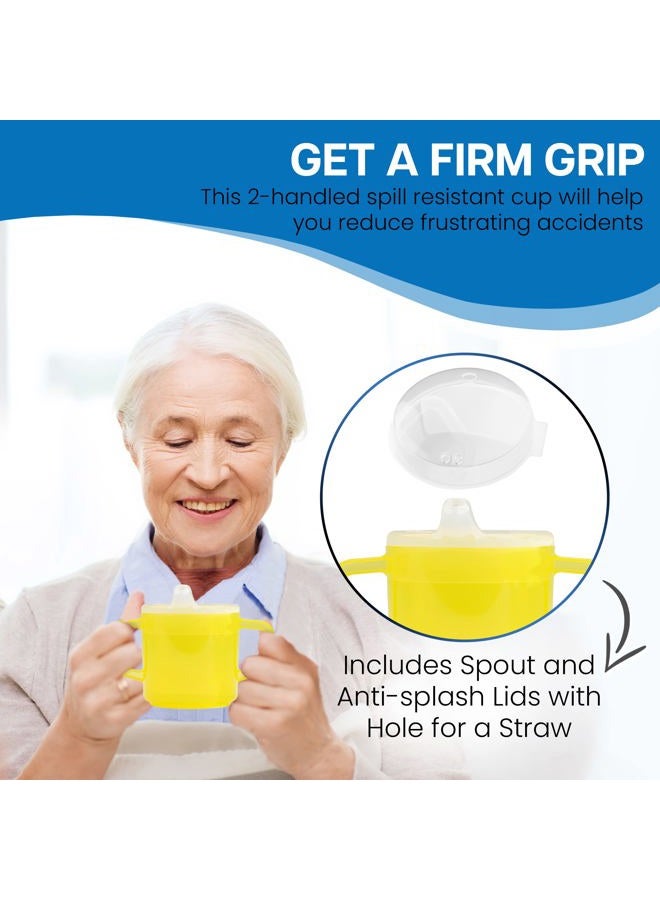 Providence Spillproof Compact 8oz Adult Sippy Cup with 2 Handles - Sip Cups for Adults for Limited Mobility - Handicapped Accessories - Handicap Cups for Elderly Care - Made in the USA - Yellow - 3 - Image 5