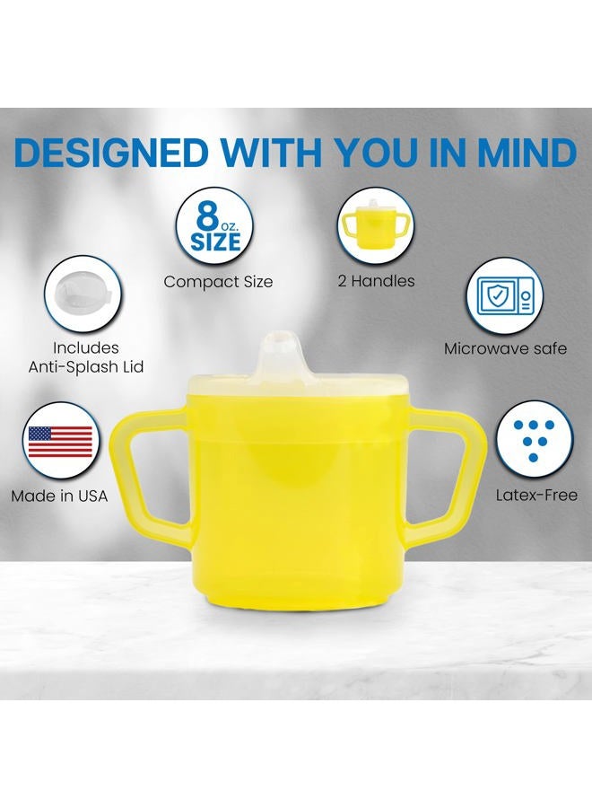 Providence Spillproof Compact 8oz Adult Sippy Cup with 2 Handles - Sip Cups for Adults for Limited Mobility - Handicapped Accessories - Handicap Cups for Elderly Care - Made in the USA - Yellow - 3 - Image 4
