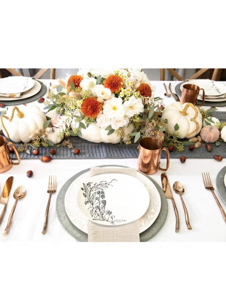 ح واحة 10 قطع من المناديل القطنية الكتانية، مناديل عشاء مجعدة مقاس 43 × 43 سم، مناديل عشاء ريفية قابلة للغسل، مناديل بيج مصنوعة يدويًا مع هامش لحفلات الزفاف المنزلية - Image 5