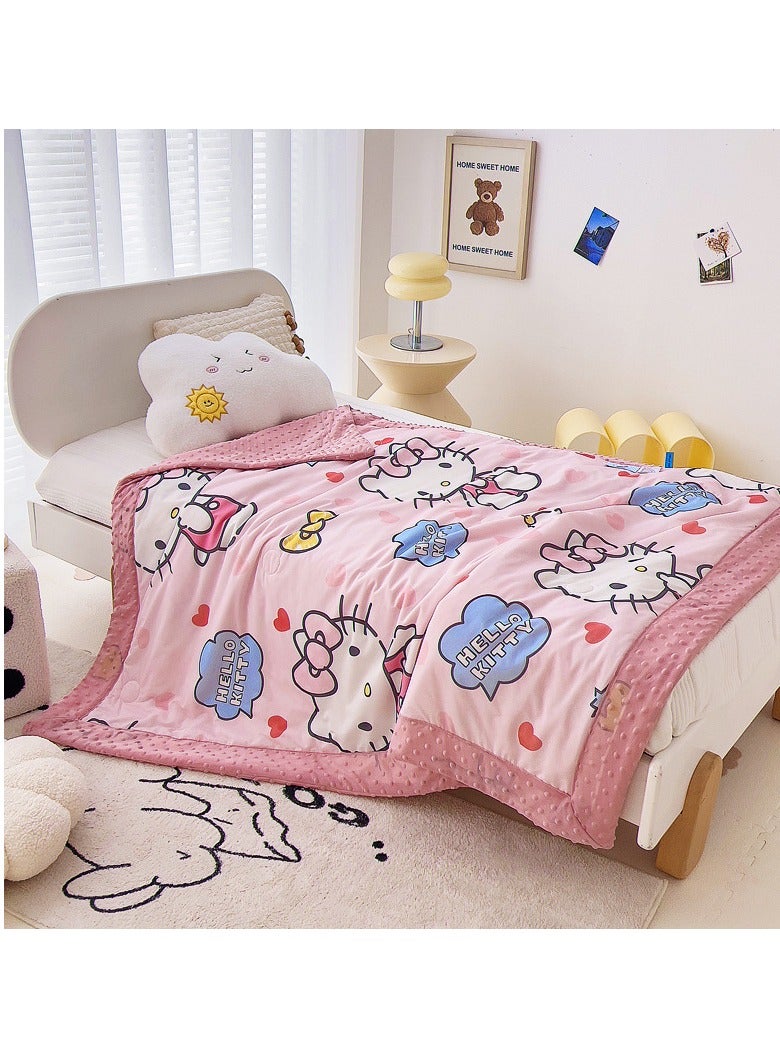 Sanrio Sanrio Hello Kitty pattern children's special quilt cartoon print air conditioning quilt kindergarten nap quilt multi-functional children's quilt (size: 110cm × 150cm) - Image 1