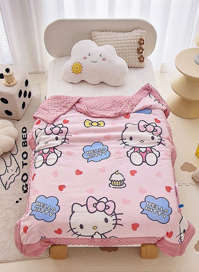 Sanrio Sanrio Hello Kitty pattern children's special quilt cartoon print air conditioning quilt kindergarten nap quilt multi-functional children's quilt (size: 110cm × 150cm) - Image 2