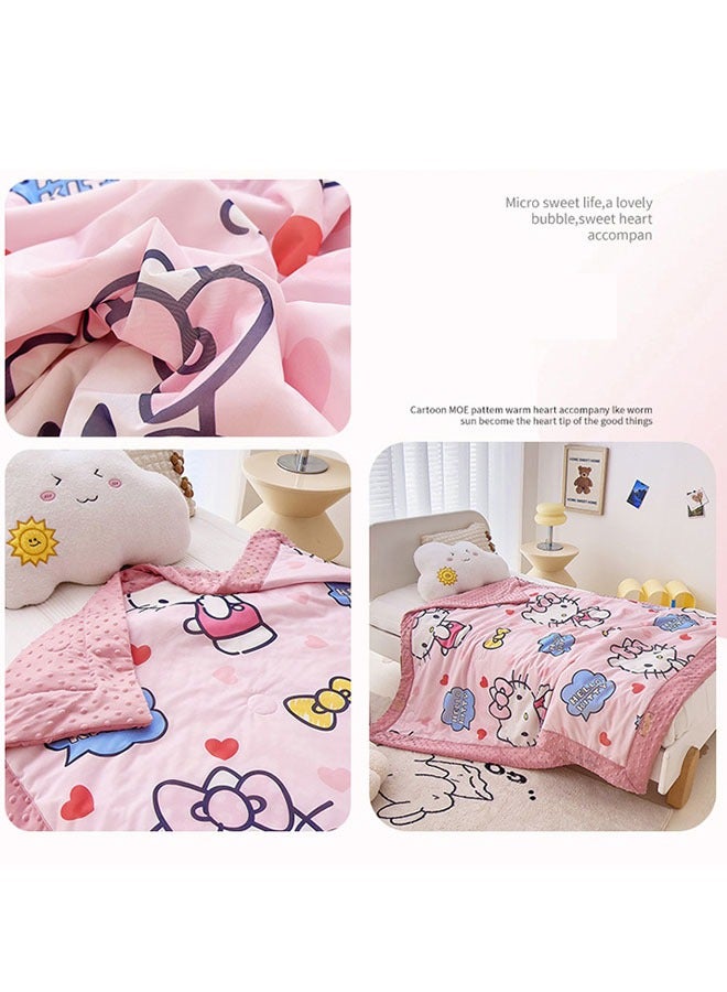 Sanrio Sanrio Hello Kitty pattern children's special quilt cartoon print air conditioning quilt kindergarten nap quilt multi-functional children's quilt (size: 110cm × 150cm) - Image 3