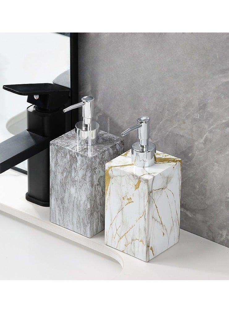 JiFENG عبوة صابون سائل من الراتنج 500 مل - مضخة لغسيل اليدين وجل الاستحمام، قابلة لإعادة الملء للحمام والمطبخ (فضي & أسود) - Image 5