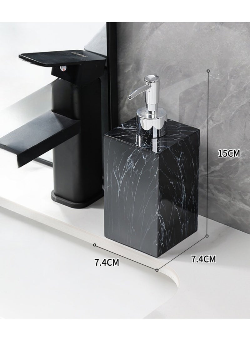 JiFENG عبوة صابون سائل من الراتنج 500 مل - مضخة لغسيل اليدين وجل الاستحمام، قابلة لإعادة الملء للحمام والمطبخ (فضي & أسود) - Image 3