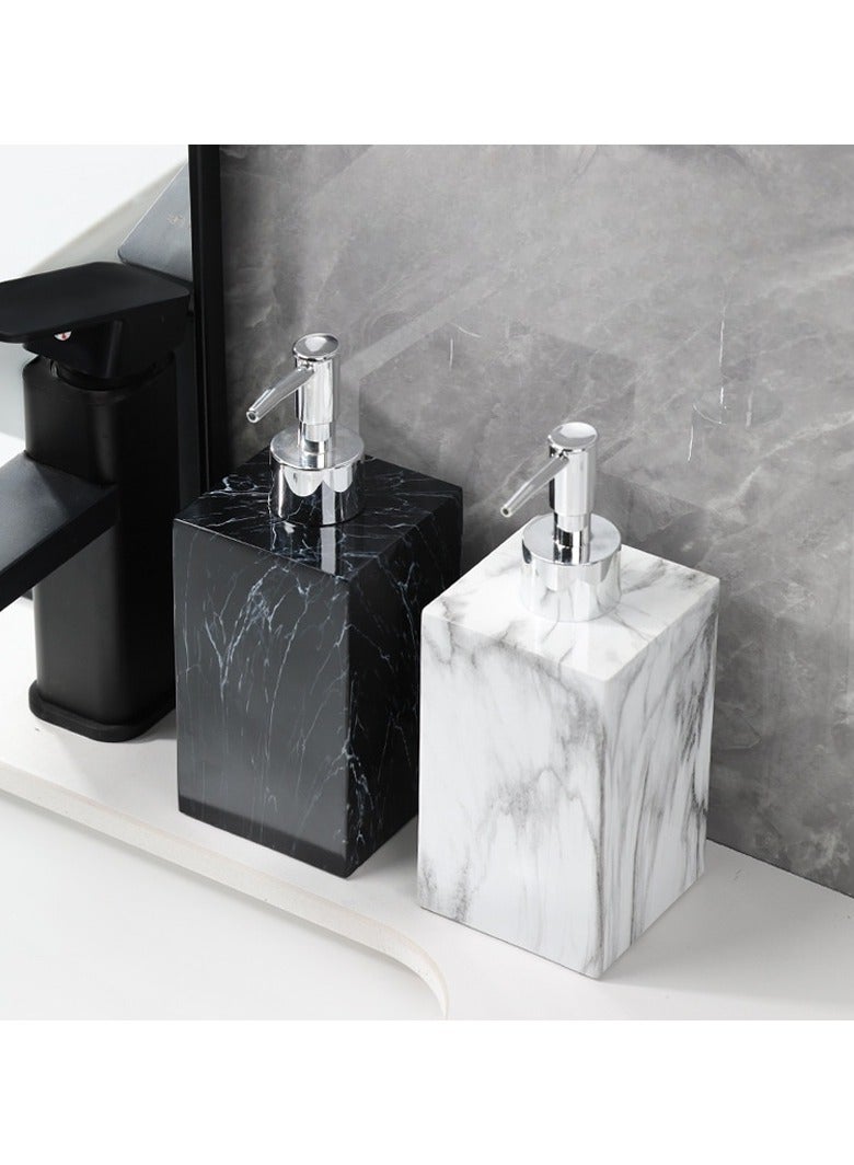 JiFENG عبوة صابون سائل من الراتنج 500 مل - مضخة لغسيل اليدين وجل الاستحمام، قابلة لإعادة الملء للحمام والمطبخ (فضي & أسود) - Image 4