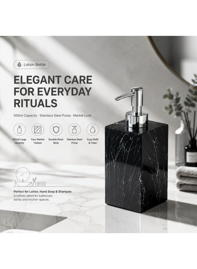 JiFENG Soap Dispenser Resin 500ml-Pump Bottle for Hand Wash & Shower Gel Bathroom & Kitchen Refillable Bottle(Silver&Black) - Image 4