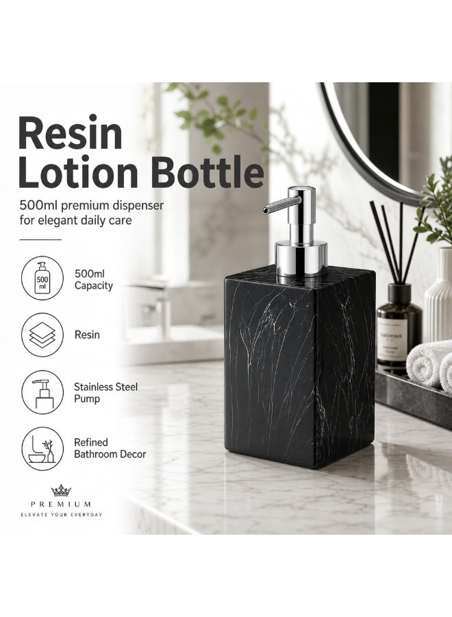 JiFENG Soap Dispenser Resin 500ml-Pump Bottle for Hand Wash & Shower Gel Bathroom & Kitchen Refillable Bottle(Silver&Black) - Image 3