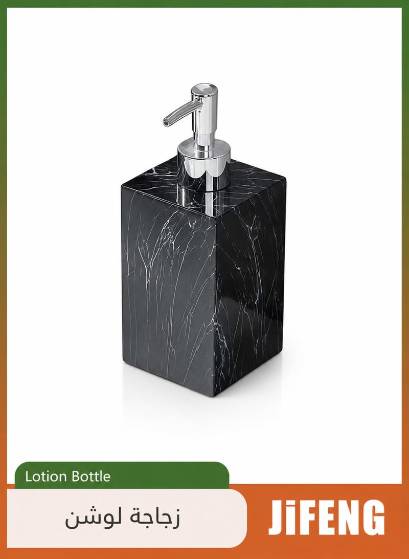 JiFENG Soap Dispenser Resin 500ml-Pump Bottle for Hand Wash & Shower Gel Bathroom & Kitchen Refillable Bottle(Silver&Black) - Image 1