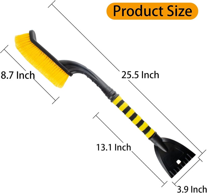 ecocstm Snow Brush and Detachable Ice Scraper, Snow Brush for Car Windshield with Foam Grip and 45° acute angle Brush Head, 25.5" Snow Brush with Ice Scrapers for Christmas Car, Cars, Trucks, SUVs (Orange) - Image 2