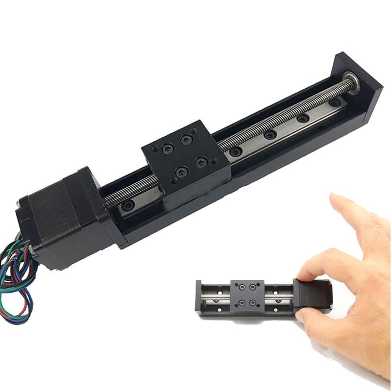 Linear Rail 50mm 100mm 150mm 200mm Linear Stage Actuator with Square Linear Rails Mini Slide Table NEMA 11 Stepper Motor for DIY CNC Router Milling Machine 100mm