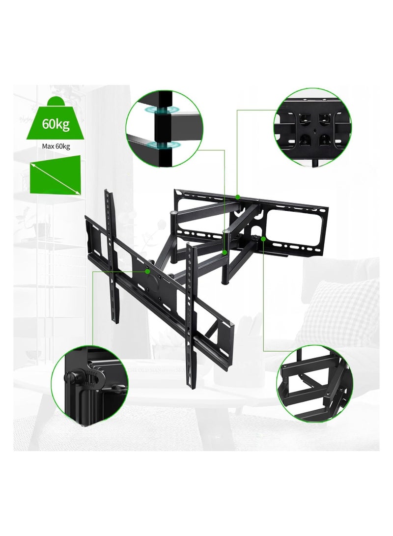 Full Motion TV Wall Mount for 32–85 Inch Screens, Dual Articulating Arms, Tilt, Swivel & Extension, Max Load 60 kg, Includes 8K HDMI Cable - Image 2