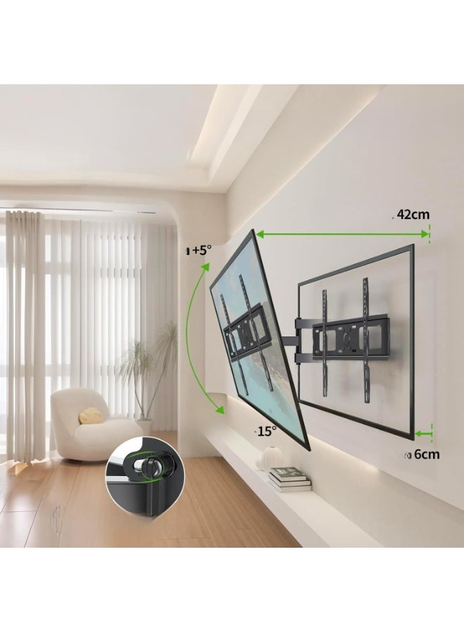 Full Motion TV Wall Mount for 32–85 Inch Screens, Dual Articulating Arms, Tilt, Swivel & Extension, Max Load 60 kg, Includes 8K HDMI Cable - Image 3