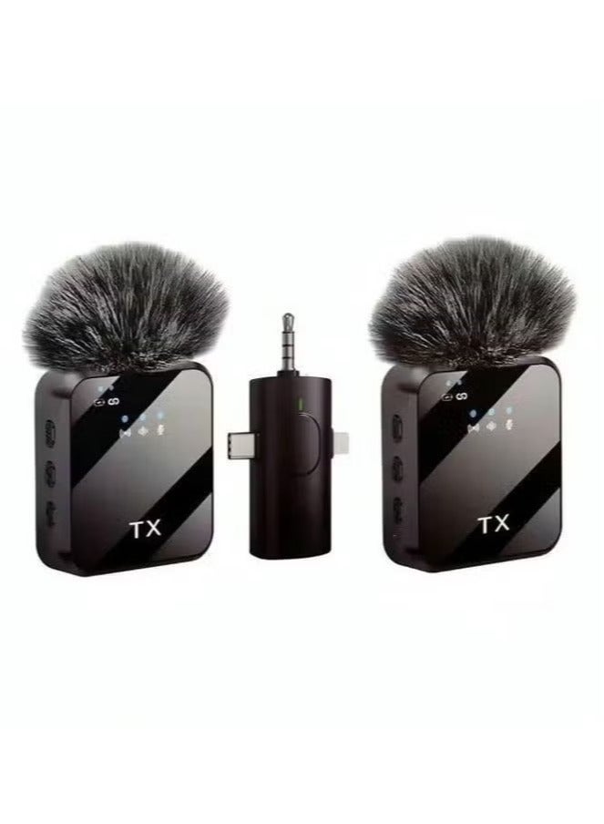 3 in 1 Wireless Lavalier Microphone Noise Cancellation Microphone Mini LED Display Mic for Android, iPhone and Camera Computer Plug and Play Microphone for Vlog Video Recording Interview YouTube TikTok - Image 1