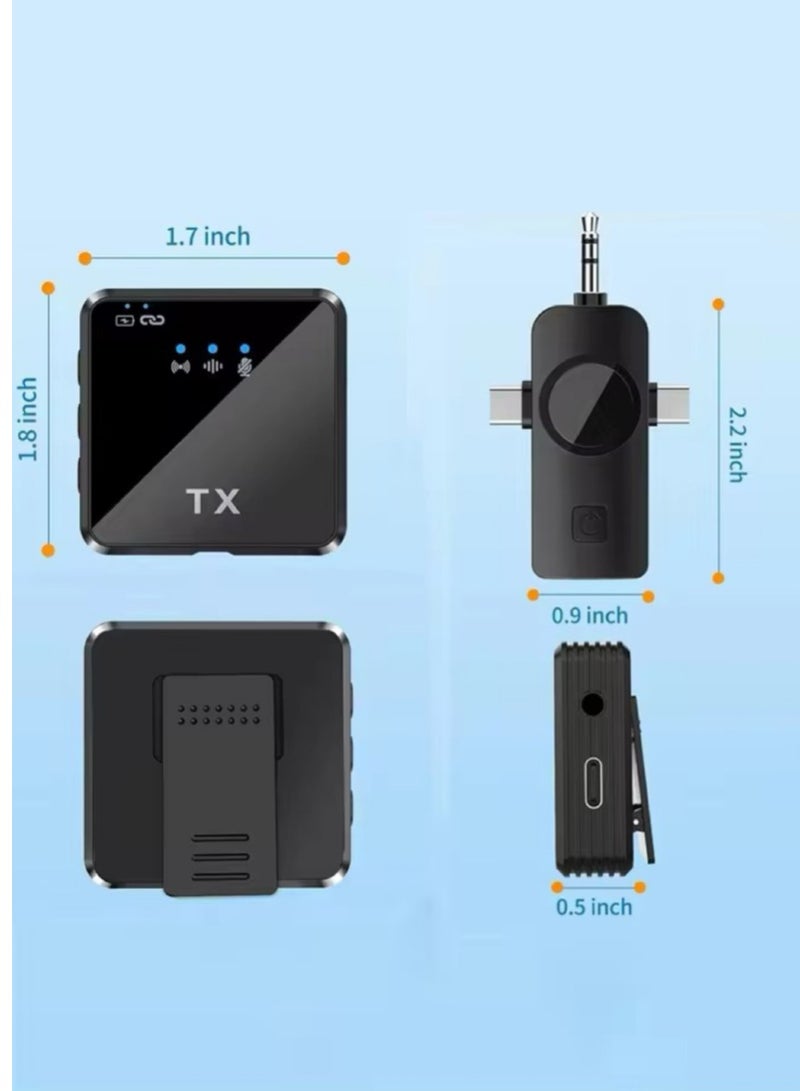 3 in 1 Wireless Lavalier Microphone Noise Cancellation Microphone Mini LED Display Mic for Android, iPhone and Camera Computer Plug and Play Microphone for Vlog Video Recording Interview YouTube TikTok - Image 4