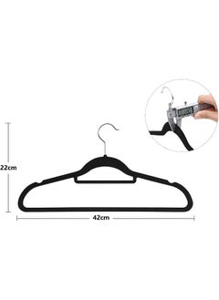 Red Dot Gift Red Dot Gift®10-Pack Black Non-Slip Velvet Hangers 42cm With 360 Degree Rotatable Hook - Durable & Slim - Non Slip Hangers for Coat Hangers - Pant Hangers  - Image 2