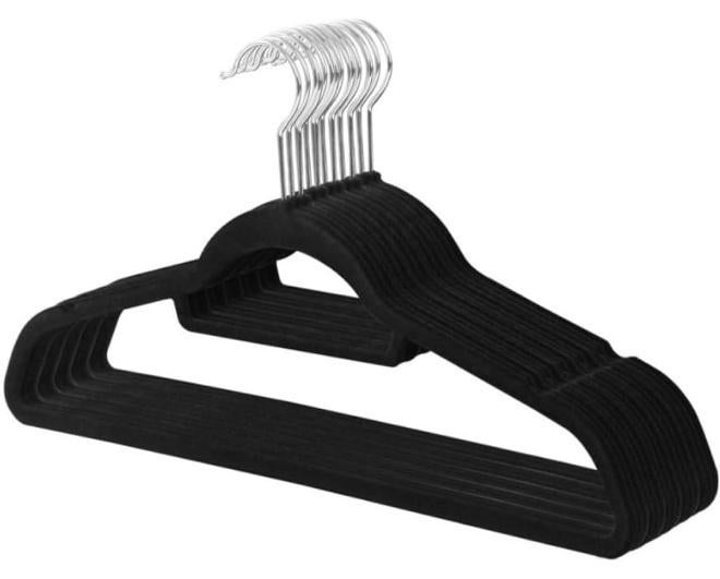 Red Dot Gift®10-Pack Black Non-Slip Velvet Hangers 42cm With 360 Degree Rotatable Hook - Durable & Slim - Non Slip Hangers for Coat Hangers - Pant Hangers