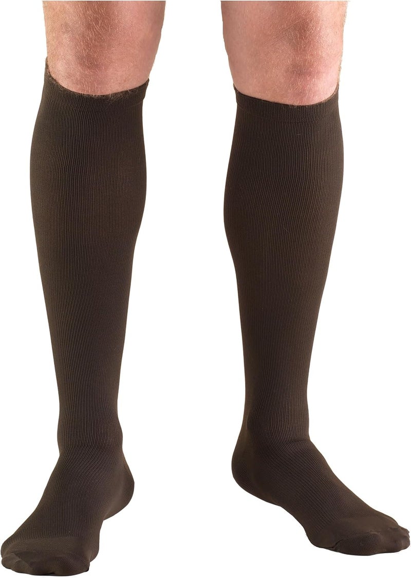 Truform Men's Compression Dress Socks, 15-20 mmHg, Knee High, Brown, Large - Image 1