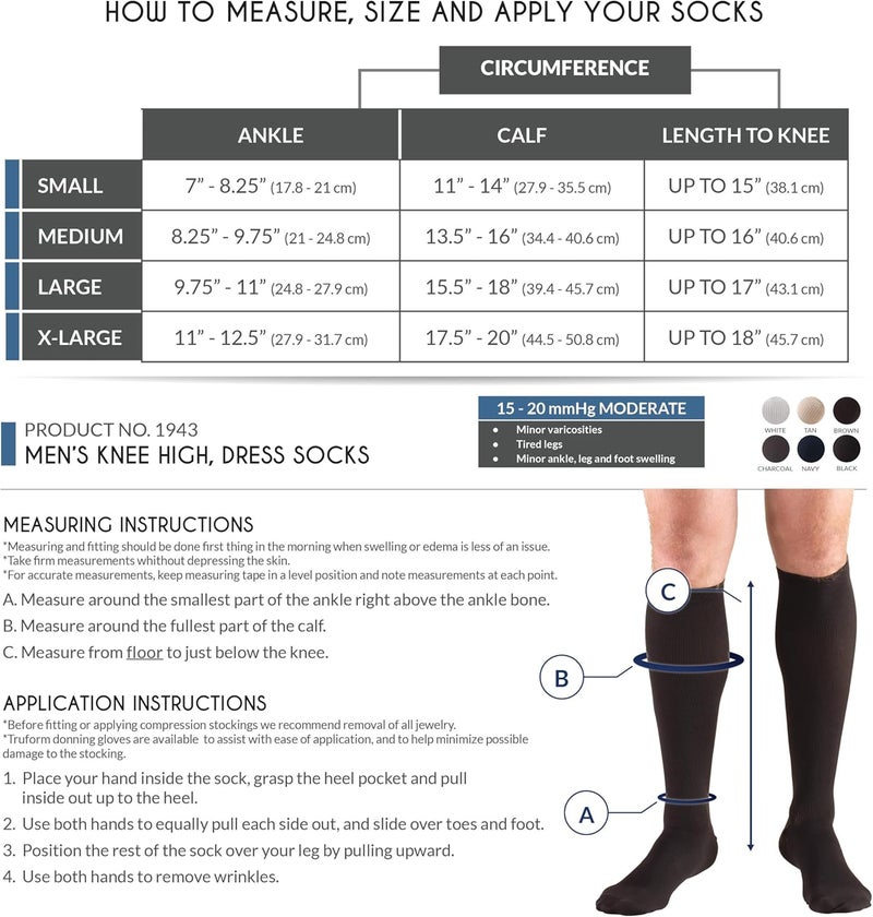 Truform Men's Compression Dress Socks, 15-20 mmHg, Knee High, Brown, Large - Image 2